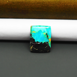 Mohave Turquoise & White Buffalo Rectangle Cabochon 18x14mm 8.5ct - Blue with Bold Black - Pedra Gems