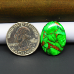 Natural Emerald Dahlia Oval Cabochon 24x16mm 17ct - vivid green with copper matrix, ships to Europe, Japan, Canada, Australia, NZ & worldwide - Pedra Gems.
