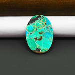 Mohave Turquoise & White Buffalo Oval Cabochon 26x18mm 13ct - Green and Blue with Black Patches - Pedra Gems