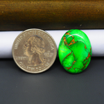 Natural Emerald Dahlia Oval Cabochon 23x18mm 13.5ct - vivid green with copper matrix, ships to Europe, Japan, Canada, Australia, NZ & worldwide - Pedra Gems.