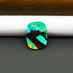 Mohave Turquoise & White Buffalo Cushion Cabochon 19x14mm 8.5ct - Green and Blue with Black and Yellow - Pedra Gems
