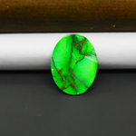 Natural Emerald Dahlia Oval Cabochon 23x18mm 13.5ct - vivid green with copper matrix, ships to Europe, Japan, Canada, Australia, NZ & worldwide - Pedra Gems.