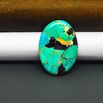 Mohave Turquoise & White Buffalo Oval Cabochon 28x20mm 16.5ct - Green and Blue with Black and Gold - Pedra Gems