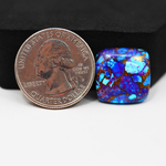 Stabilized Purple Mohave (Mojave) Turquoise Cushion Cabochon 17x17x4mm 14.5ct - purple with blue Kingman turquoise nuggets and bronze veining - Pedra Gems.