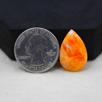 Natural Orange Calcite Pear Cabochon 22x15mm 14ct - warm honey-orange - Pedra Gems.
