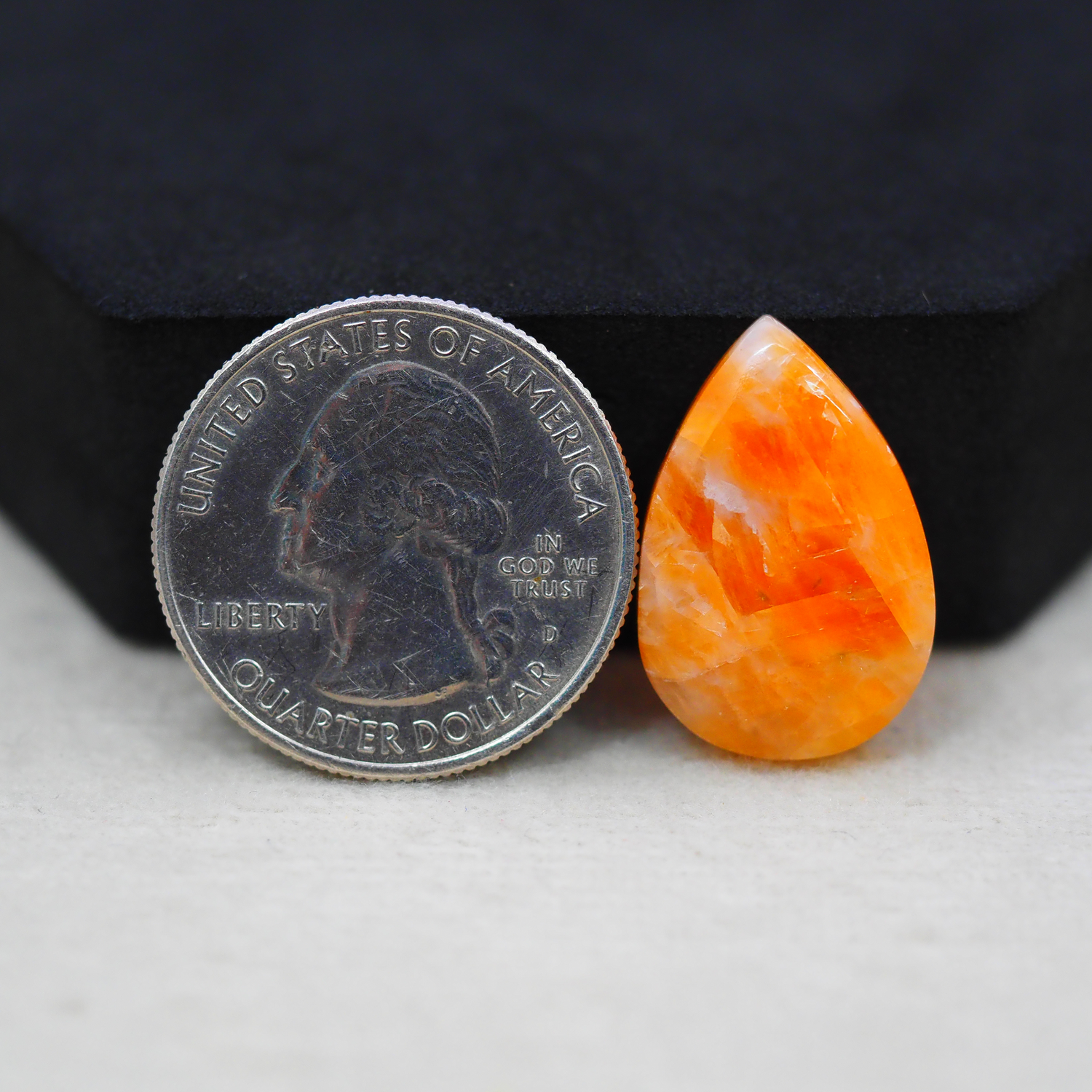 Natural Orange Calcite Pear Cabochon 22x15mm 14ct - warm honey-orange - Pedra Gems.