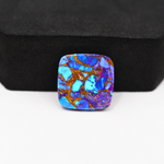 Stabilized Purple Mohave (Mojave) Turquoise Cushion Cabochon 17x17x4mm 14.5ct - purple with blue Kingman turquoise nuggets and bronze veining - Pedra Gems.