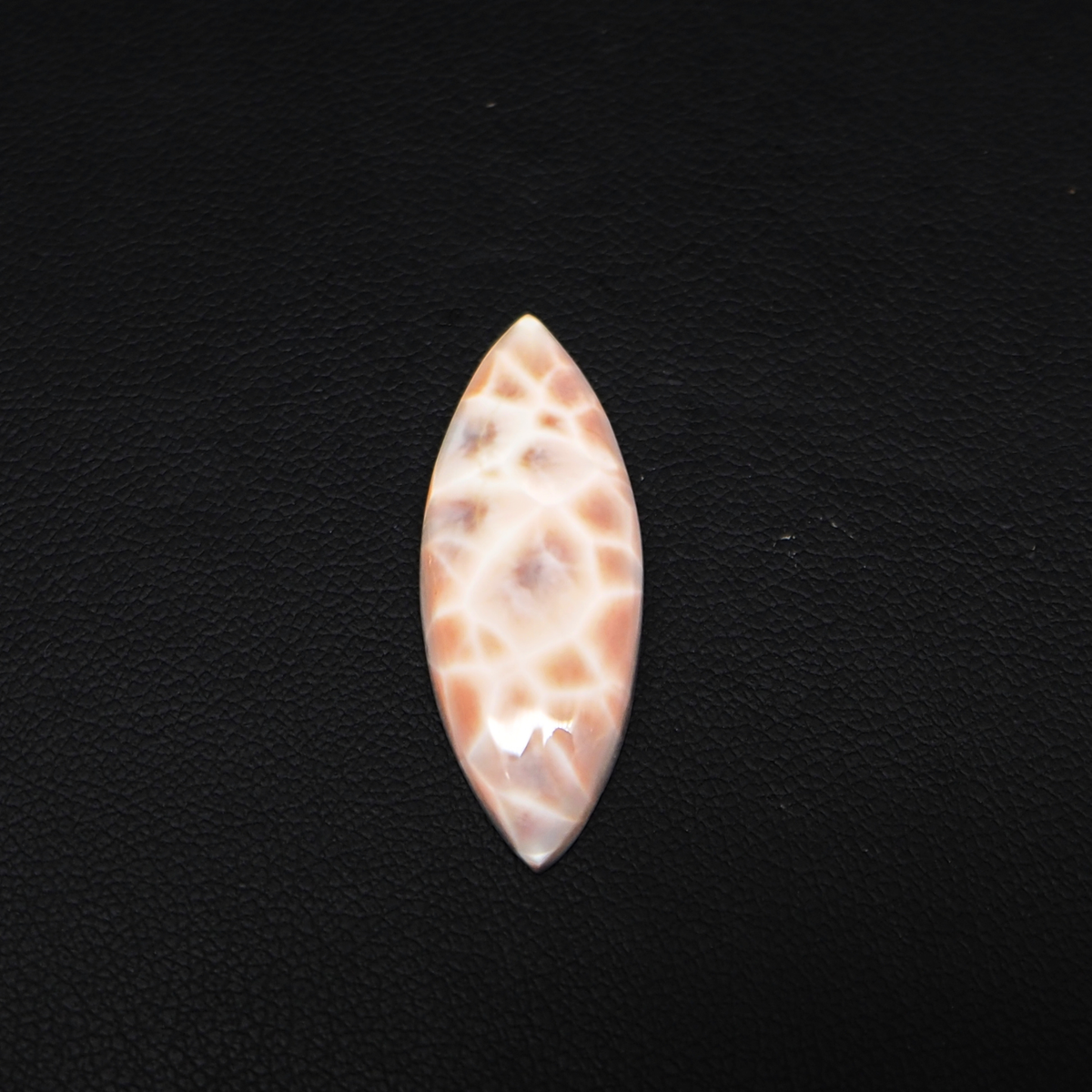 Natural Pink Natrolite (Thomsonite) Marquise Cabochon 32x12x5mm 11.5ct - view 2 - Pedra Gems