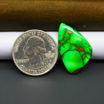 Natural Emerald Dahlia Freeform Cabochon 27x17mm 13ct - vivid green with copper matrix, ships to Europe, Japan, Canada, Australia, NZ & worldwide - Pedra Gems.