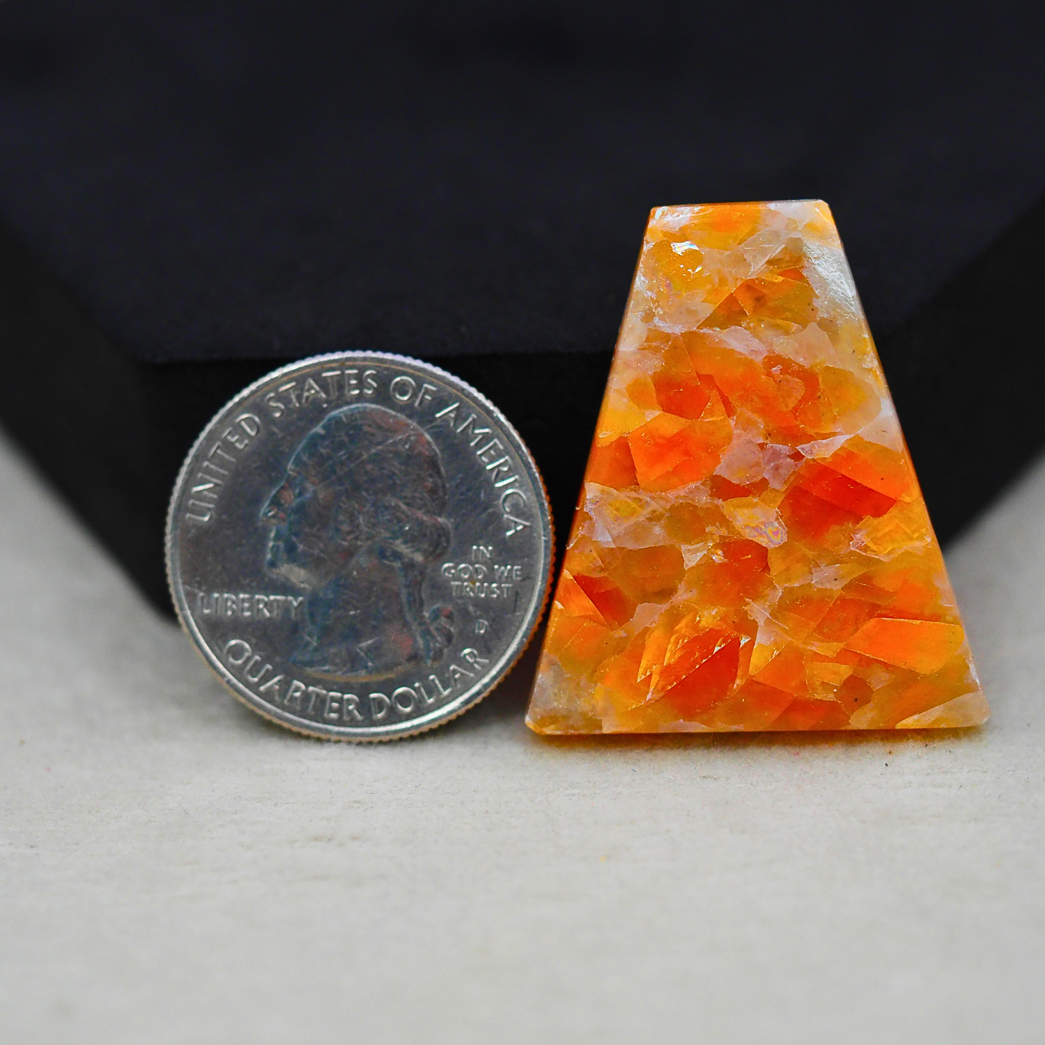 Natural Orange Calcite Freeform Cabochon 32x28mm 43.5ct - warm honey-orange - Pedra Gems.