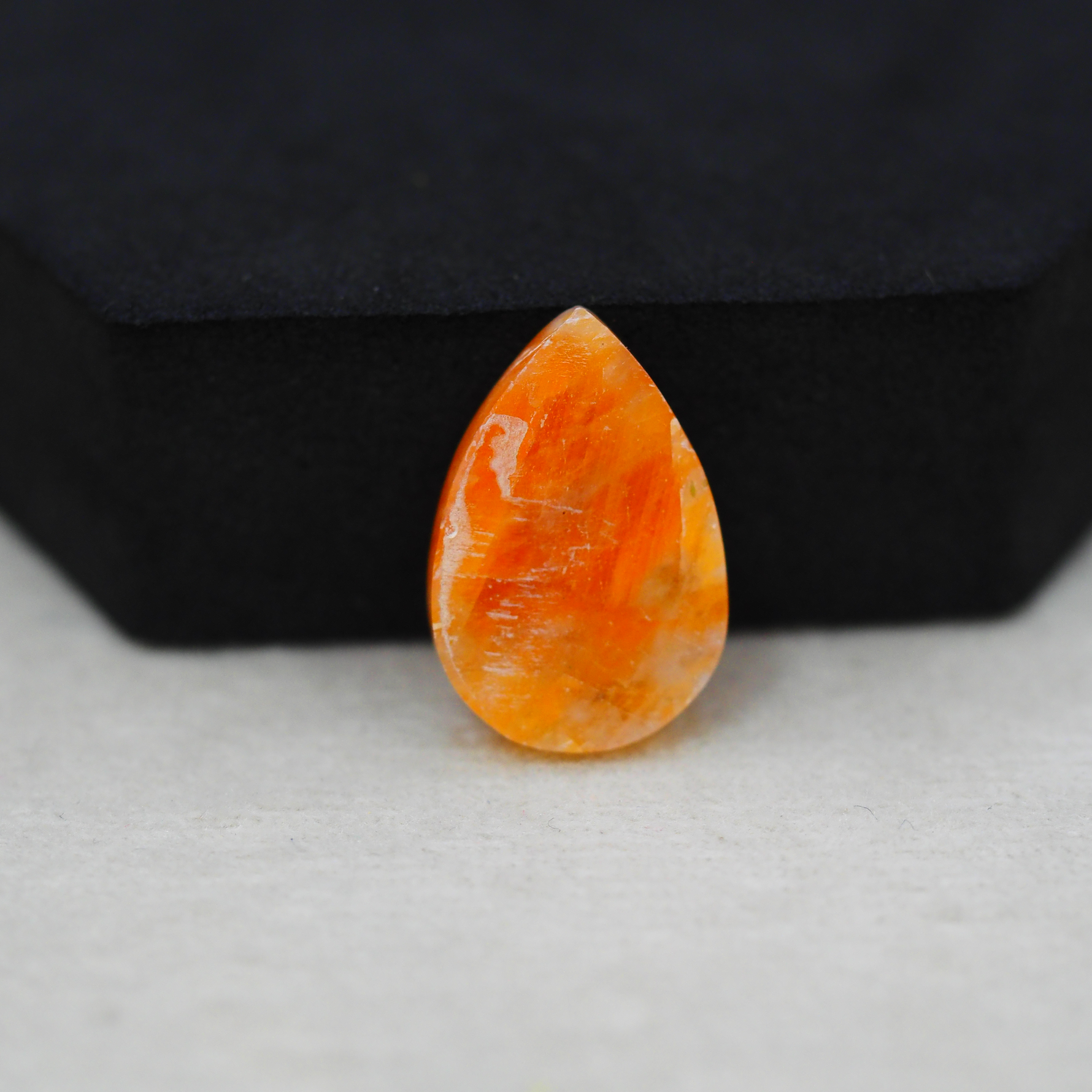 Natural Orange Calcite Pear Cabochon 22x15mm 14ct - warm honey-orange - Pedra Gems.