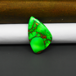 Natural Emerald Dahlia Freeform Cabochon 27x17mm 13ct - vivid green with copper matrix, ships to Europe, Japan, Canada, Australia, NZ & worldwide - Pedra Gems.