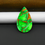 Natural Emerald Dahlia Pear Cabochon 32x19mm 23.5ct - vivid green with copper matrix, ships to Europe, Japan, Canada, Australia, NZ & worldwide - Pedra Gems.