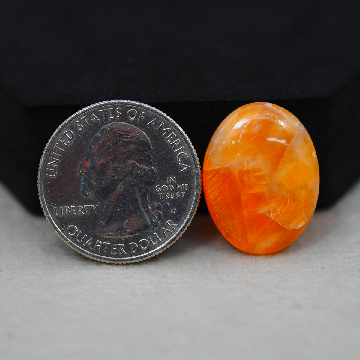 Natural Orange Calcite Oval Cabochon 22x17mm 14ct - warm honey-orange - Pedra Gems.