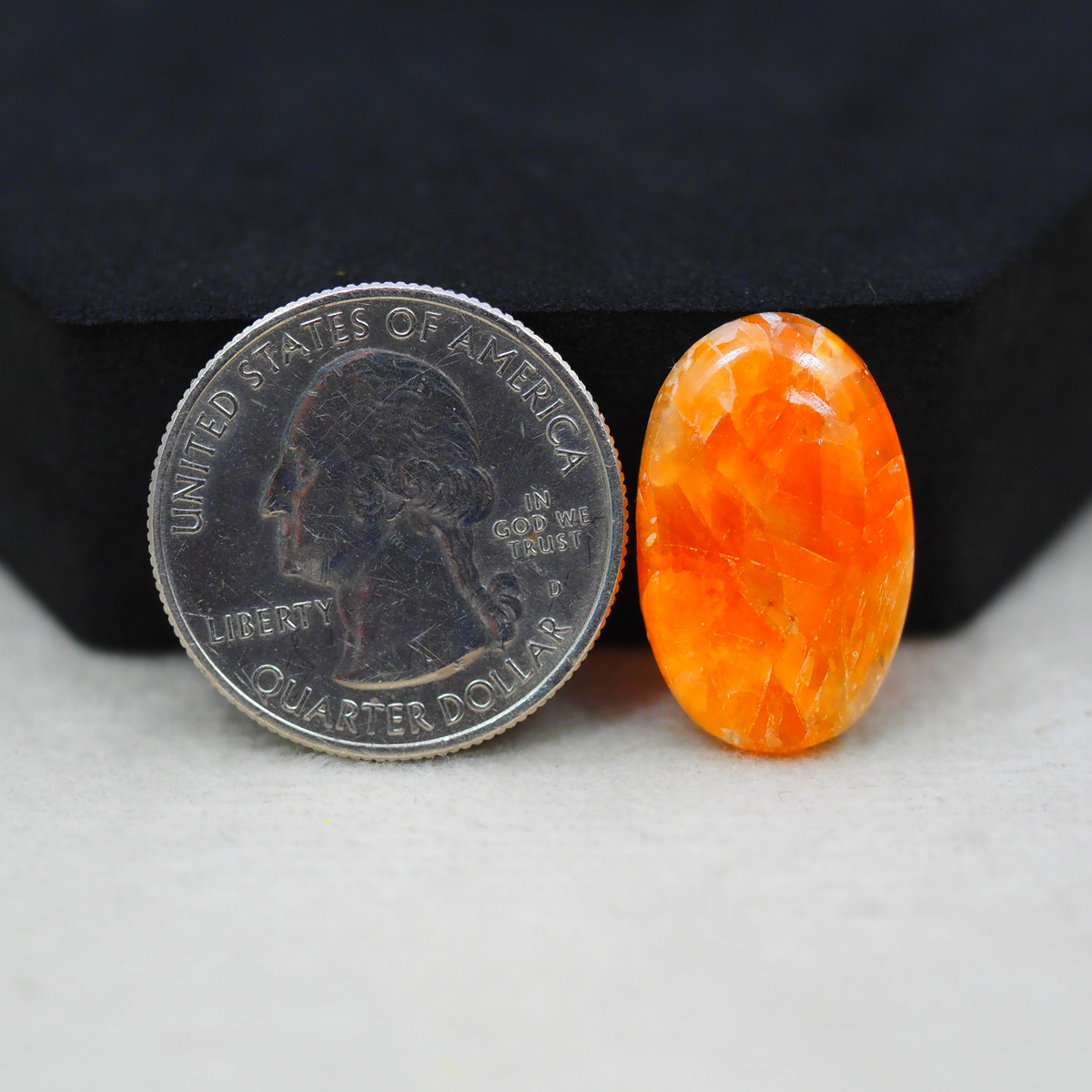 Natural Orange Calcite Oval Cabochon 22x14mm 11.5ct - warm honey-orange - Pedra Gems.