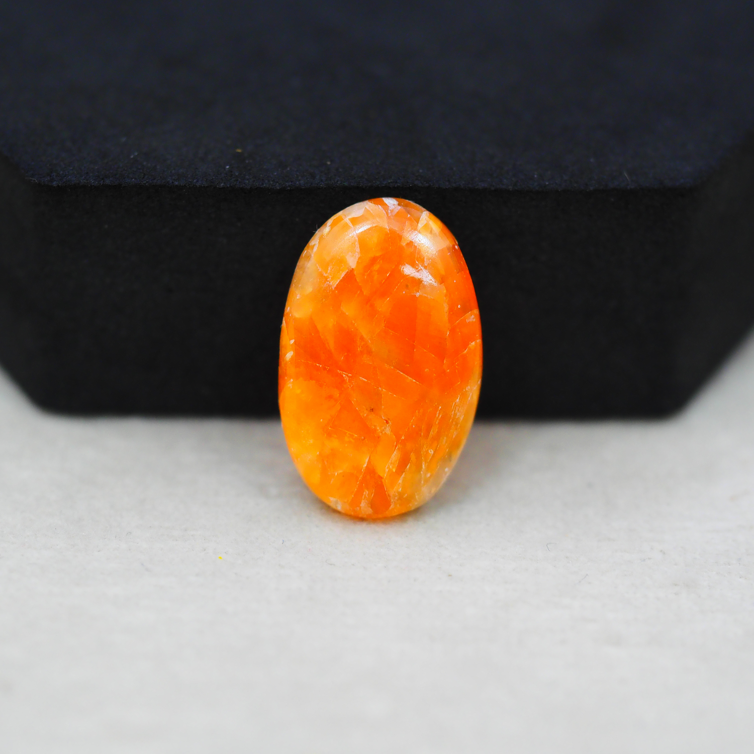 Natural Orange Calcite Oval Cabochon 22x14mm 11.5ct - warm honey-orange - Pedra Gems.