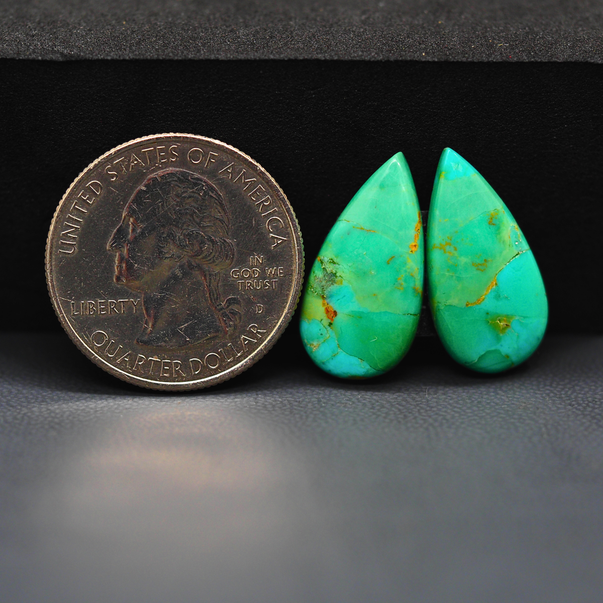 Mohave Mojave turquoise composite pair 22x11x3mm 10.5ct pear cabochon Kingman - photo 1