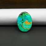 Mohave Turquoise & White Buffalo Oval Cabochon 18x13mm 6.5ct - Green and Blue with Orange Matrix - Pedra Gems