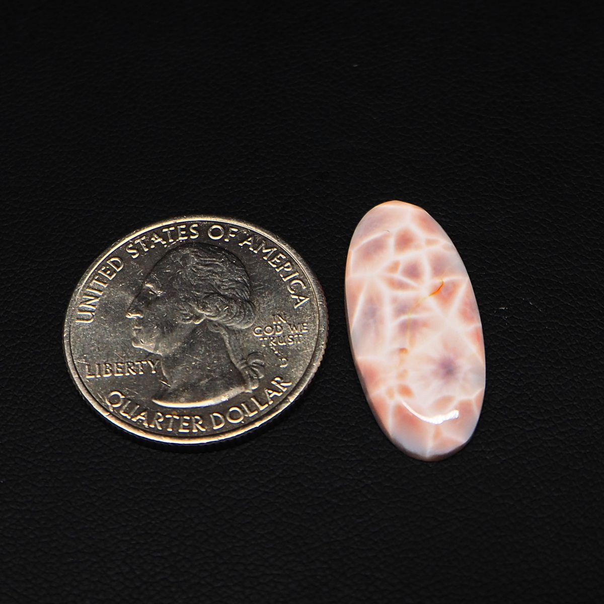 Natural Pink Natrolite (Thomsonite) Oval Cabochon 26x12x4mm 9.5ct - view 1 - Pedra Gems