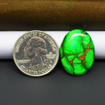 Natural Emerald Dahlia Oval Cabochon 24x18mm 15.5ct - vivid green with copper matrix, ships to Europe, Japan, Canada, Australia, NZ & worldwide - Pedra Gems.