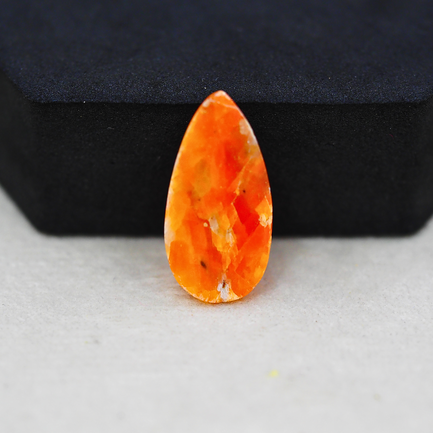 Natural Orange Calcite Pear Cabochon 25x12mm 13ct - warm honey-orange - Pedra Gems.