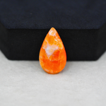 Natural Orange Calcite Pear Cabochon 23x13mm 9.5ct - warm honey-orange - Pedra Gems.