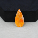 Natural Orange Calcite Pear Cabochon 26x13mm 11.5ct - warm honey-orange - Pedra Gems.