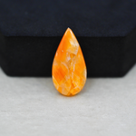Natural Orange Calcite Pear Cabochon 26x13mm 11.5ct - warm honey-orange - Pedra Gems.