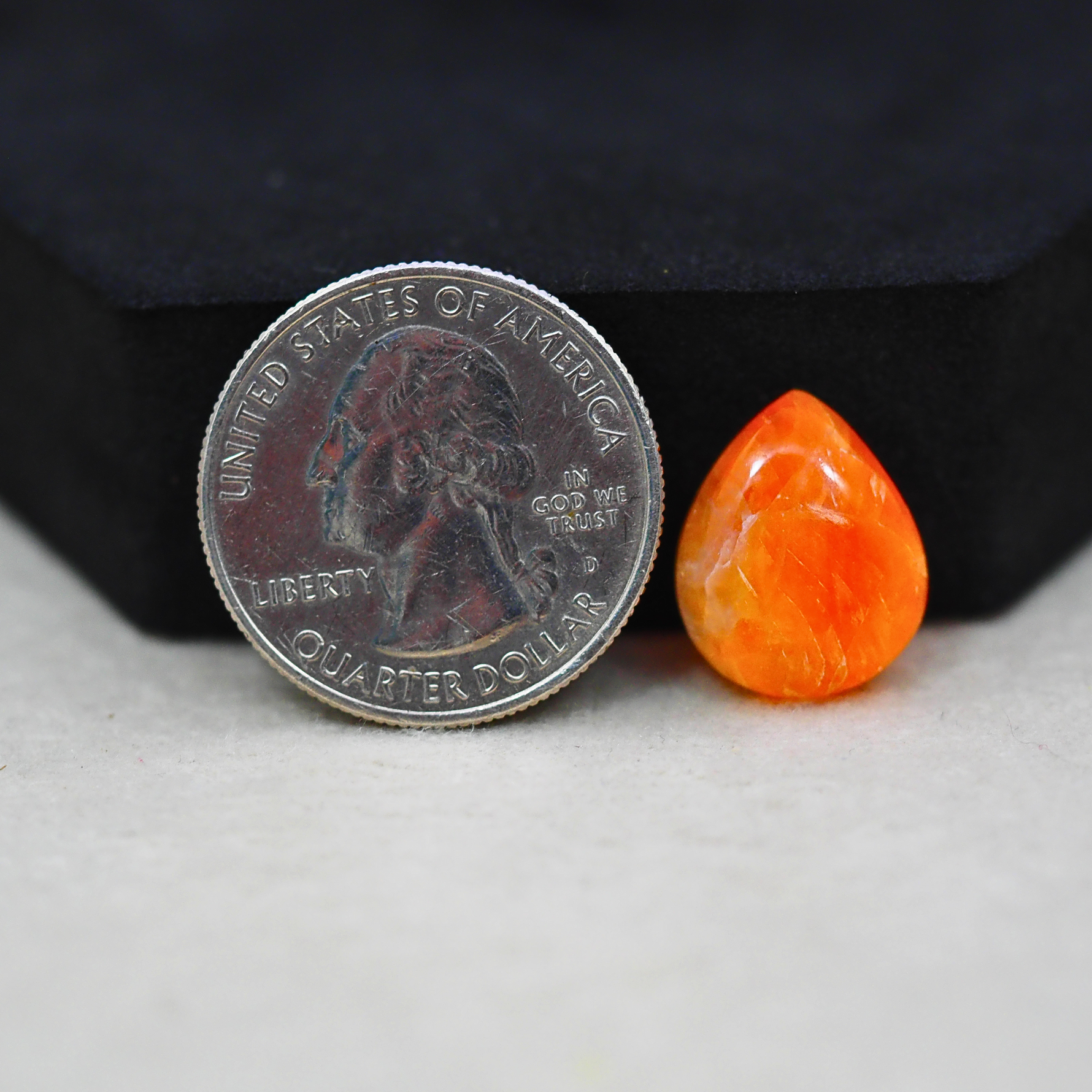 Natural Orange Calcite Pear Cabochon 16x13mm 7.5ct - warm honey-orange - Pedra Gems.