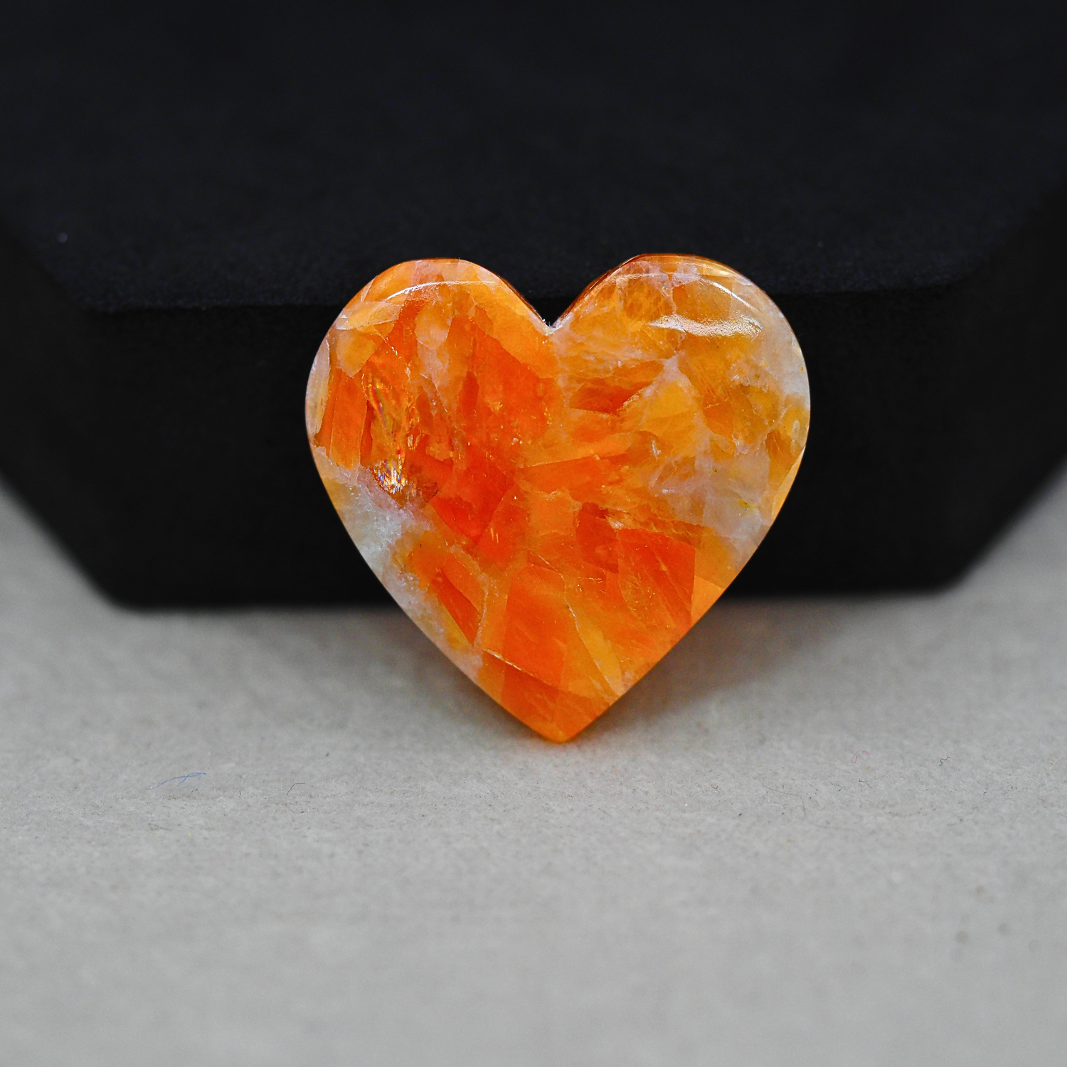 Natural Orange Calcite Heart Cabochon 25x26mm 22.5ct - warm honey-orange - Pedra Gems.
