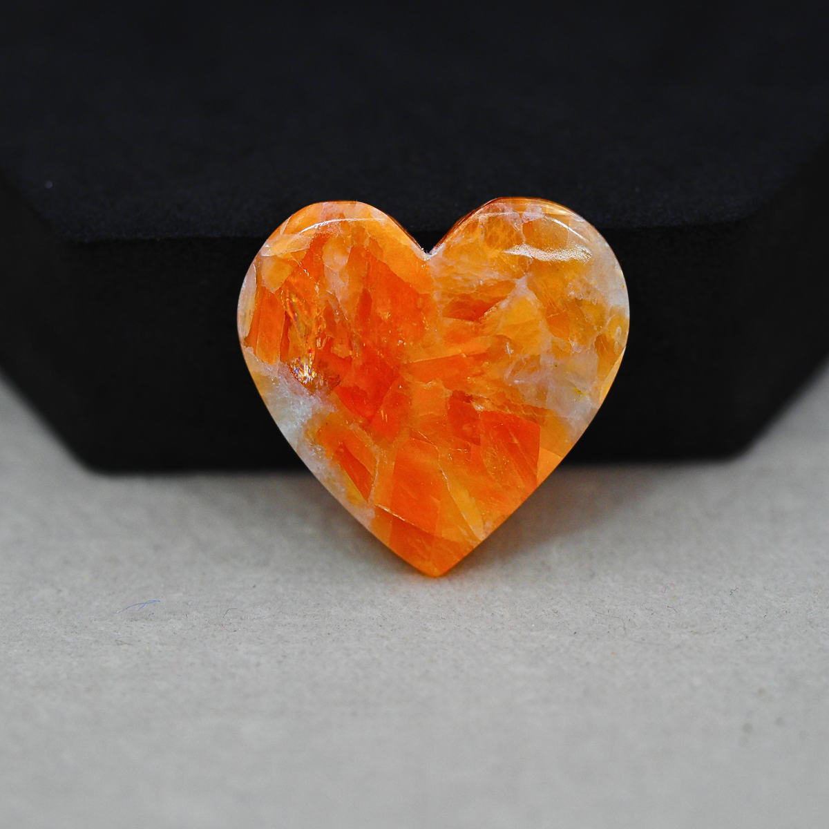 Natural Orange Calcite Heart Cabochon 25x26mm 22.5ct - warm honey-orange - Pedra Gems.