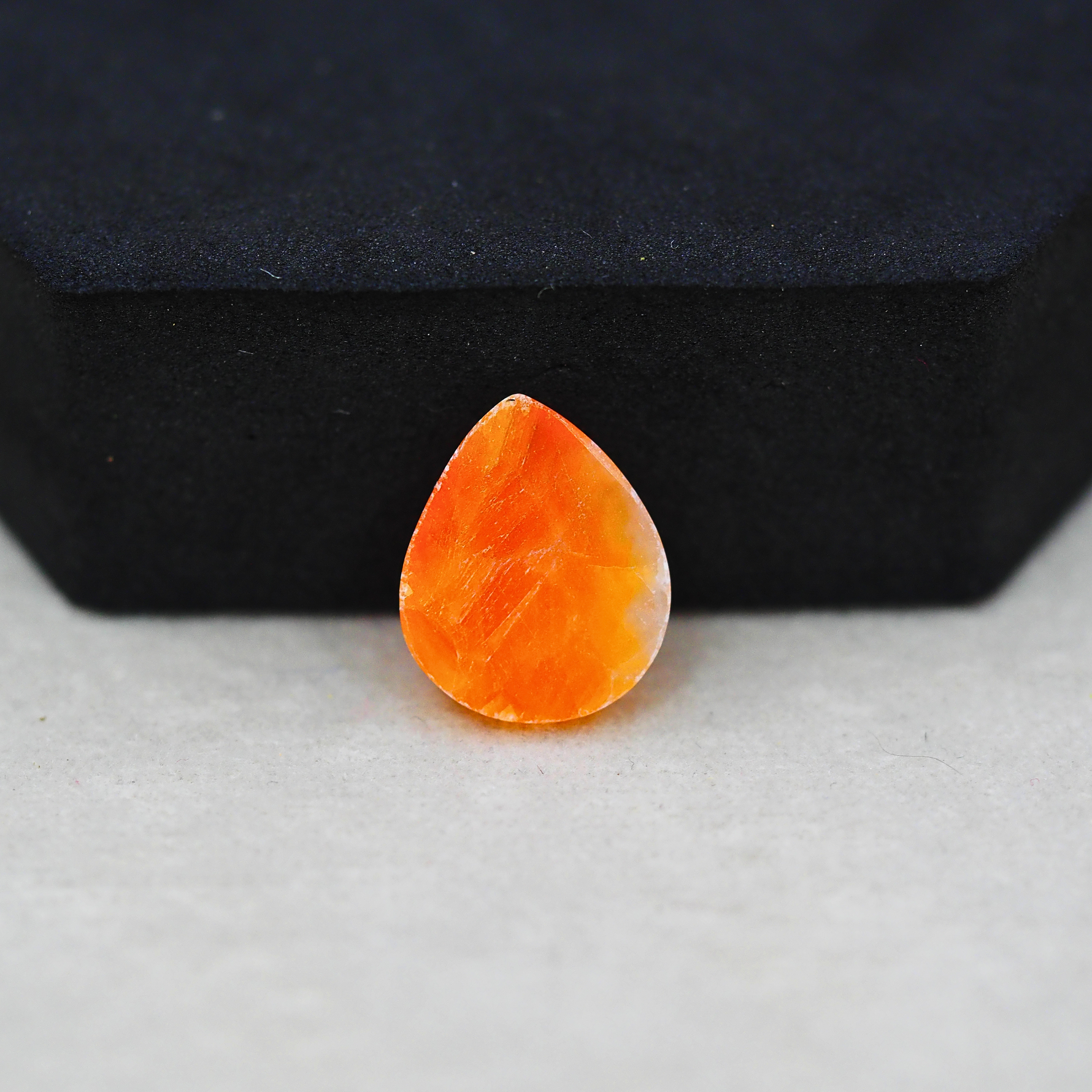 Natural Orange Calcite Pear Cabochon 16x13mm 7.5ct - warm honey-orange - Pedra Gems.