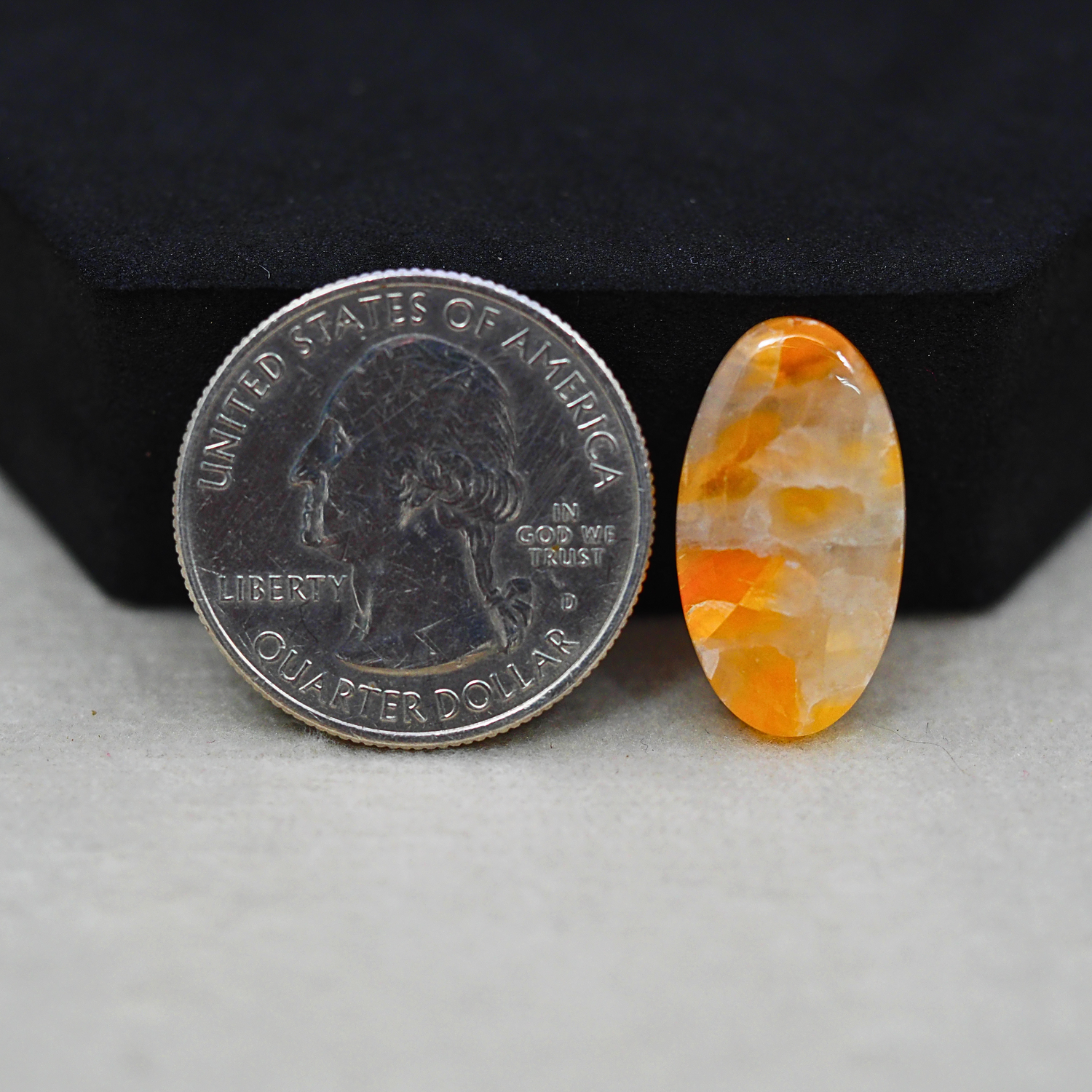 Natural Orange Calcite Oval Cabochon 21x12mm 9.5ct - warm honey-orange - Pedra Gems.