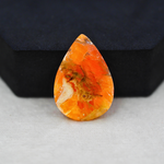 Natural Orange Calcite Pear Cabochon 29x20mm 21ct - warm honey-orange - Pedra Gems.