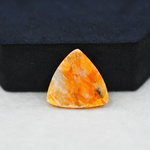 Natural Orange Calcite Trillion Cabochon 20x21mm 15ct - warm honey-orange - Pedra Gems.