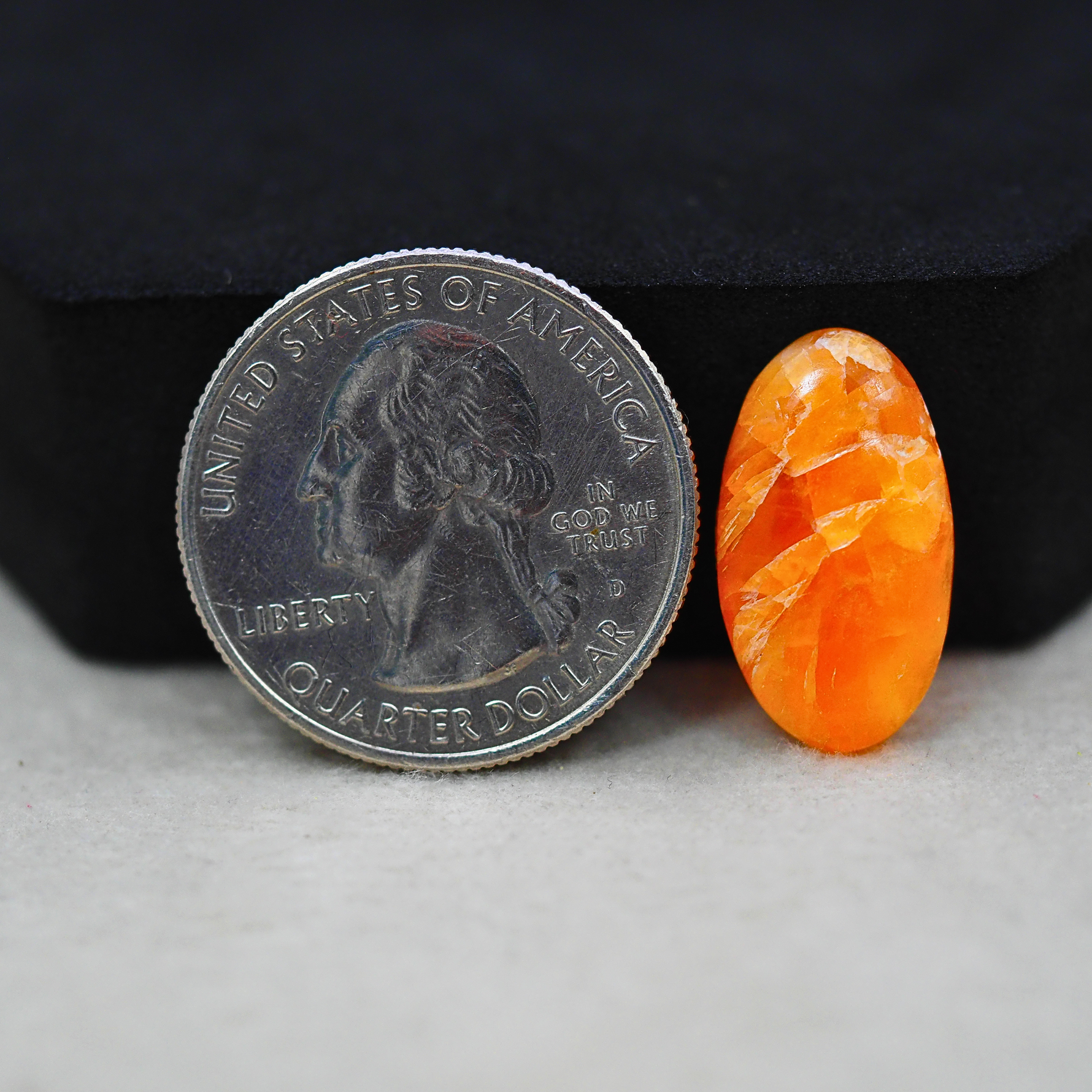 Natural Orange Calcite Oval Cabochon 19x11mm 6.5ct - warm honey-orange - Pedra Gems.
