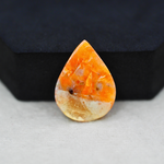 Natural Orange Calcite Pear Cabochon 26x19mm 19ct - warm honey-orange - Pedra Gems.