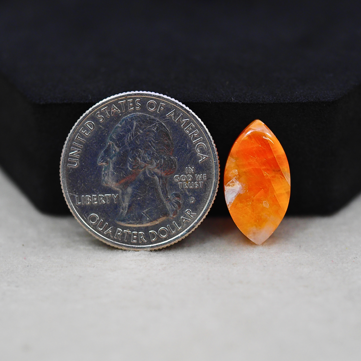 Natural Orange Calcite Marquise Cabochon 19x10mm 7ct - warm honey-orange - Pedra Gems.
