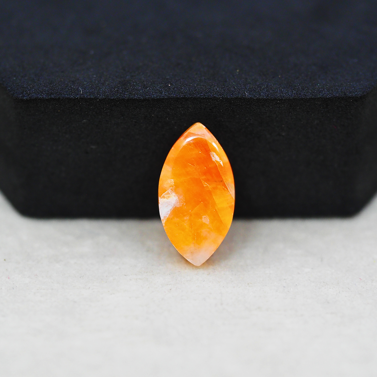 Natural Orange Calcite Marquise Cabochon 19x10mm 7ct - warm honey-orange - Pedra Gems.