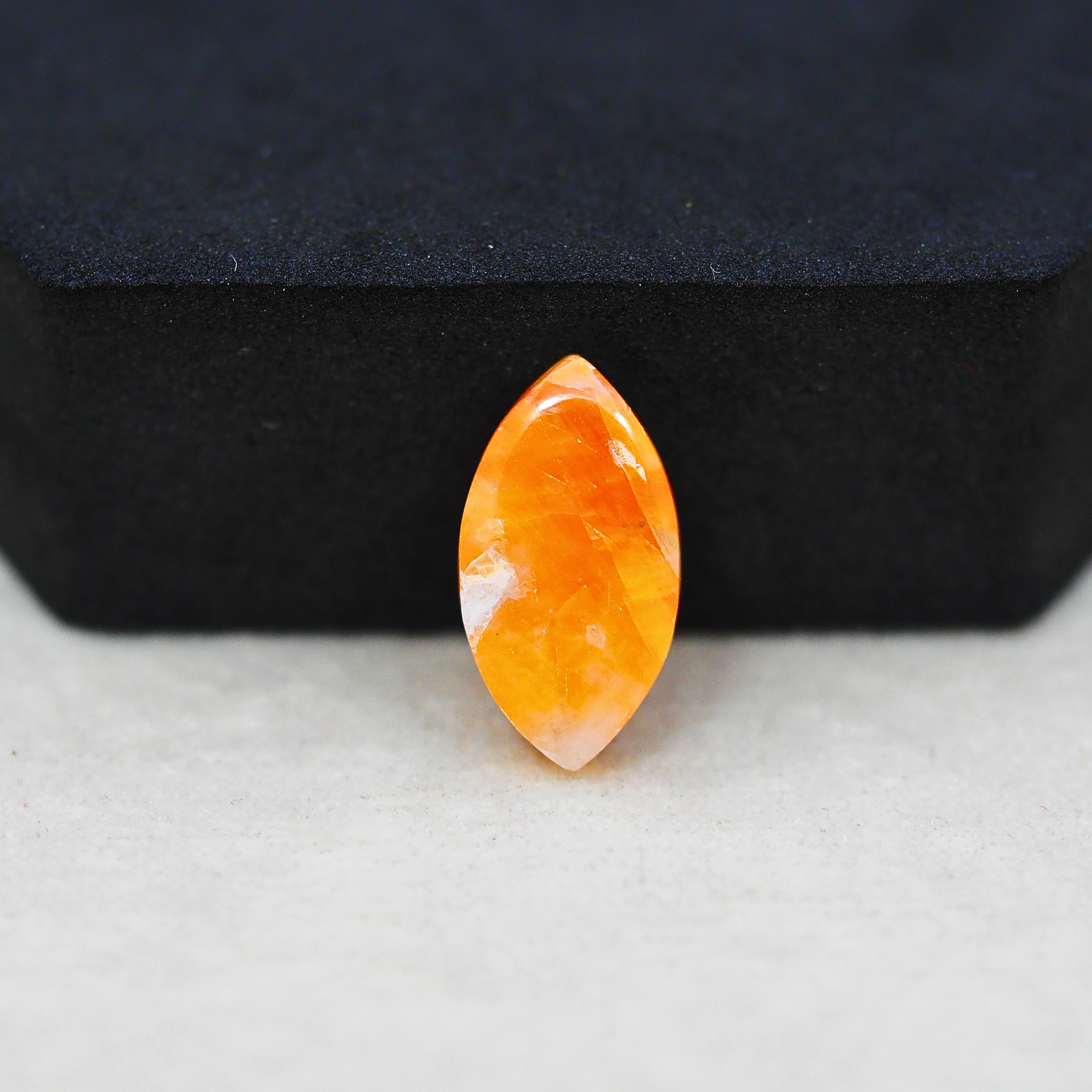 Natural Orange Calcite Marquise Cabochon 19x10mm 7ct - warm honey-orange - Pedra Gems.