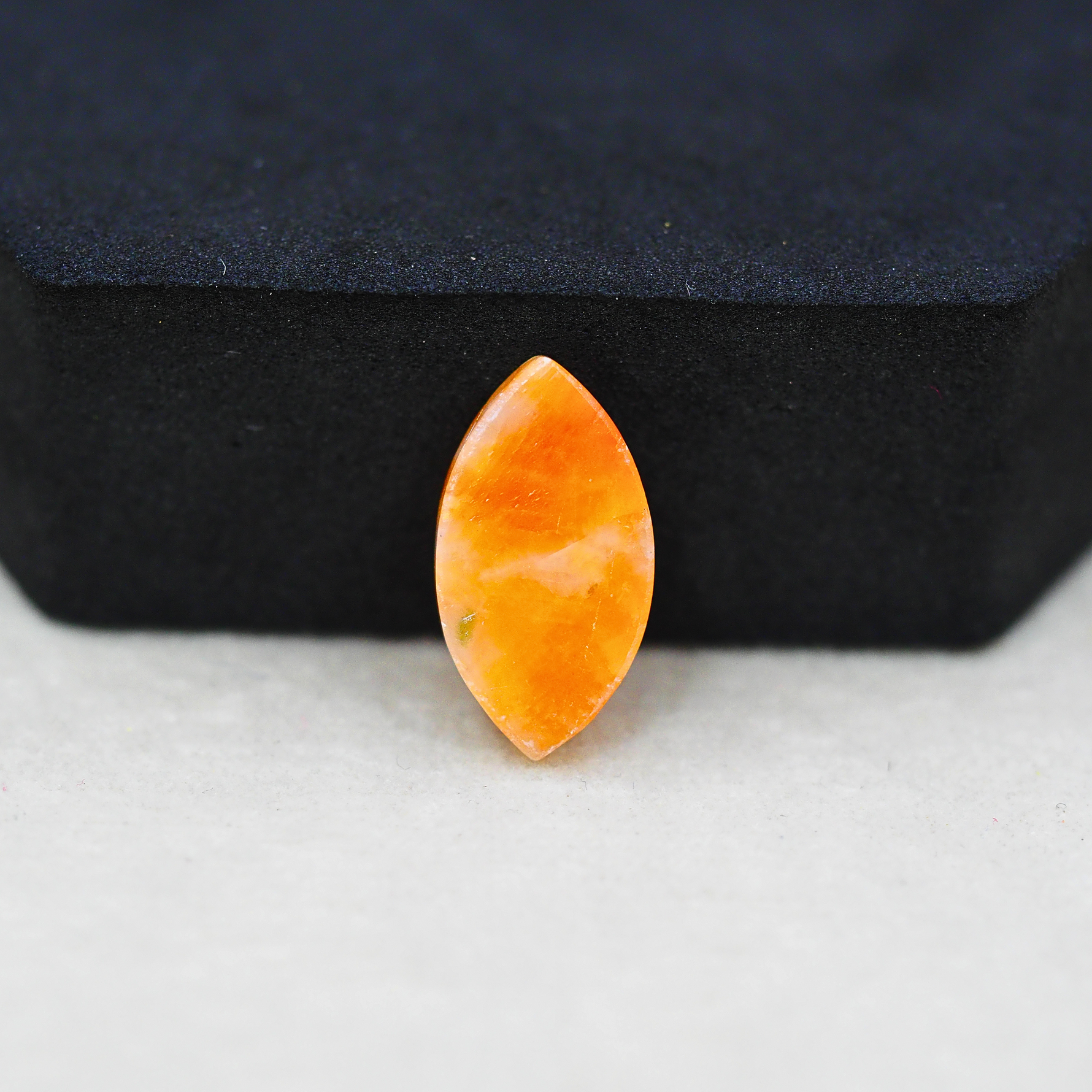Natural Orange Calcite Marquise Cabochon 19x10mm 7ct - warm honey-orange - Pedra Gems.