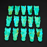 Natural Mohave Turquoise Horse Face Cabochon 30x14mm - blue-green turquoise with bronze matrix, ships to Europe, Japan, Canada, Australia, NZ & worldwide - Pedra Gems.