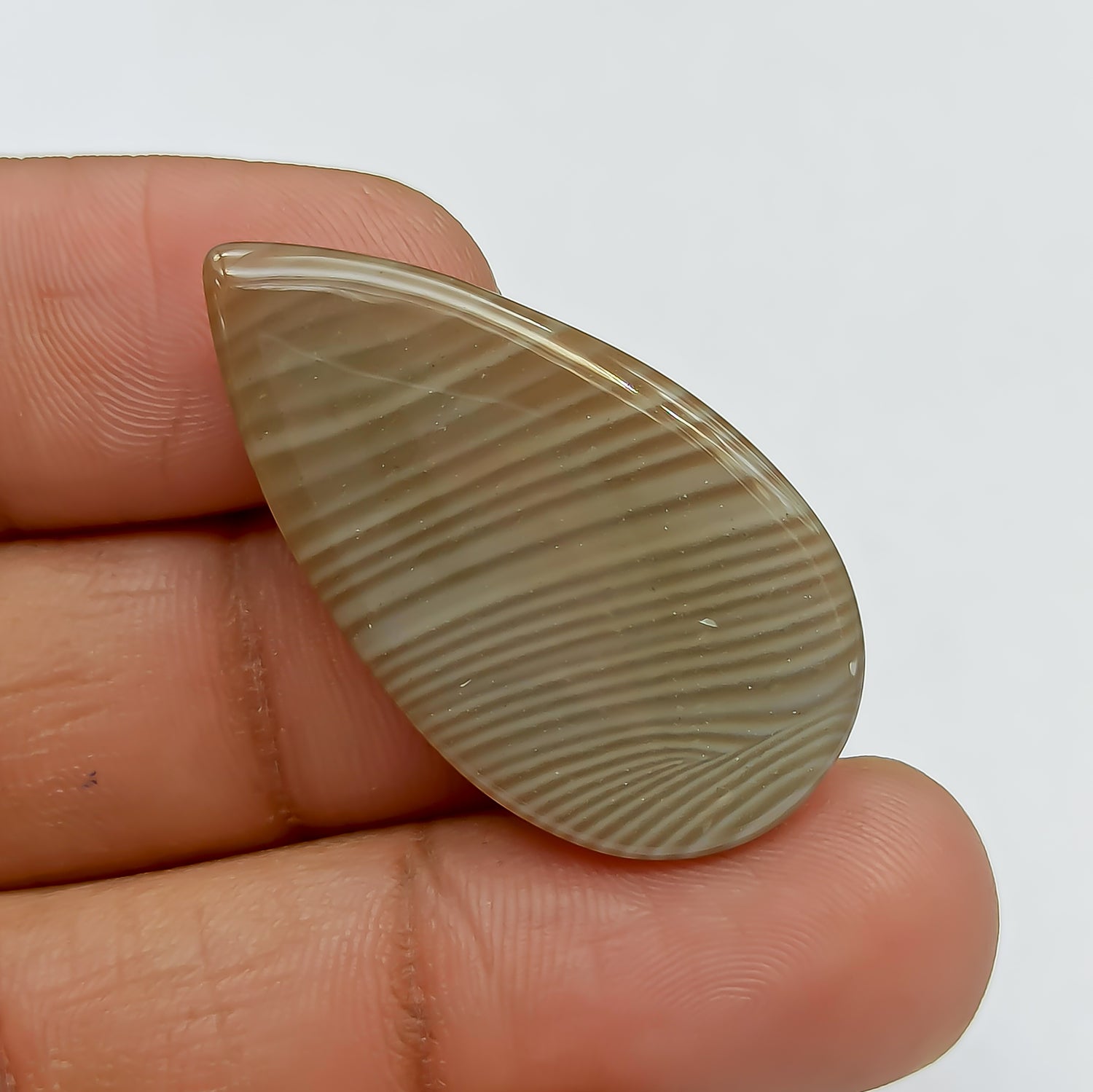 Polish Flint Pear Shape Cabochon Gemstone PG-PF-0015