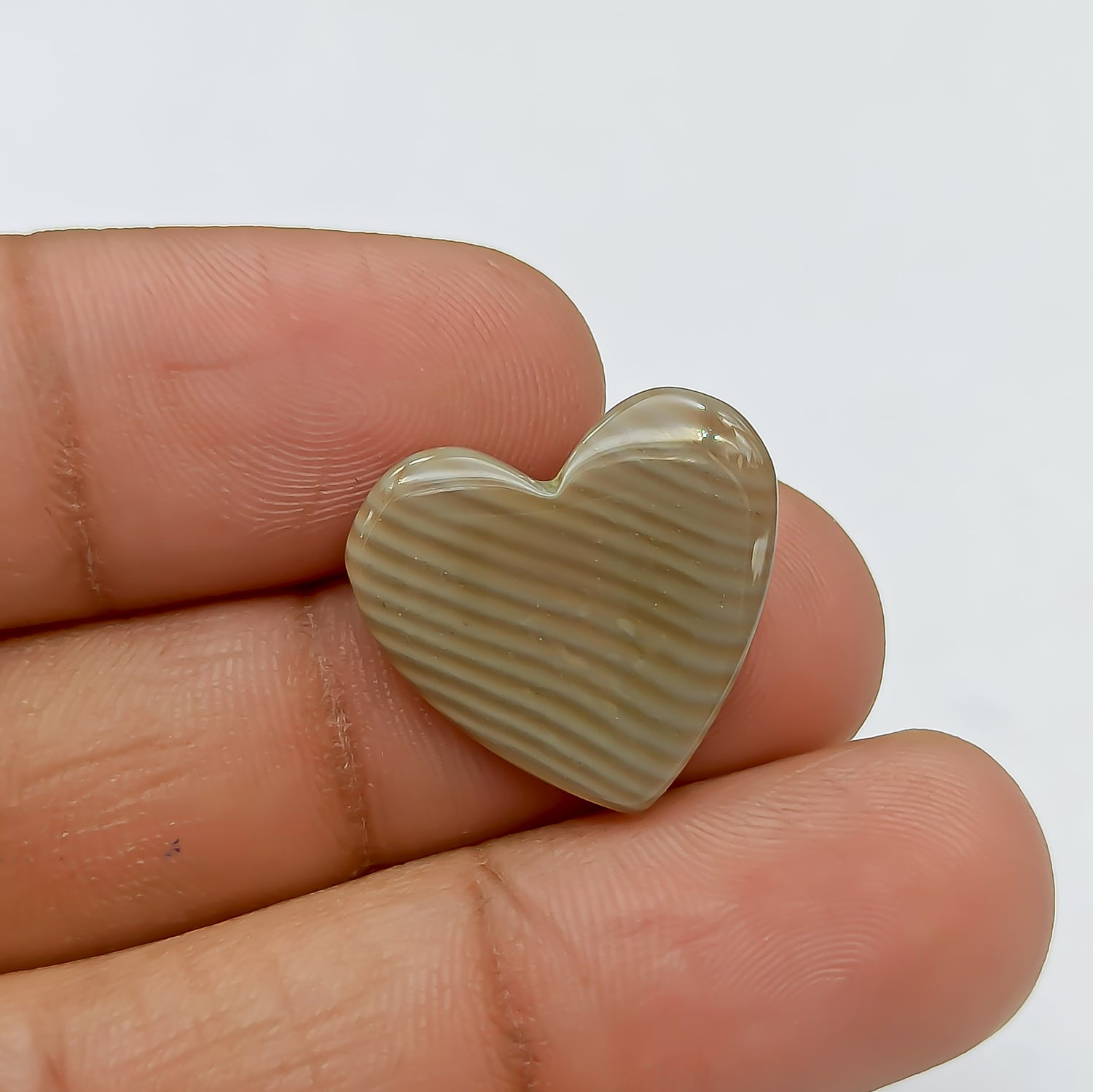 Polish Flint Heart Shape Cabochon Gemstone PG-PF-0016
