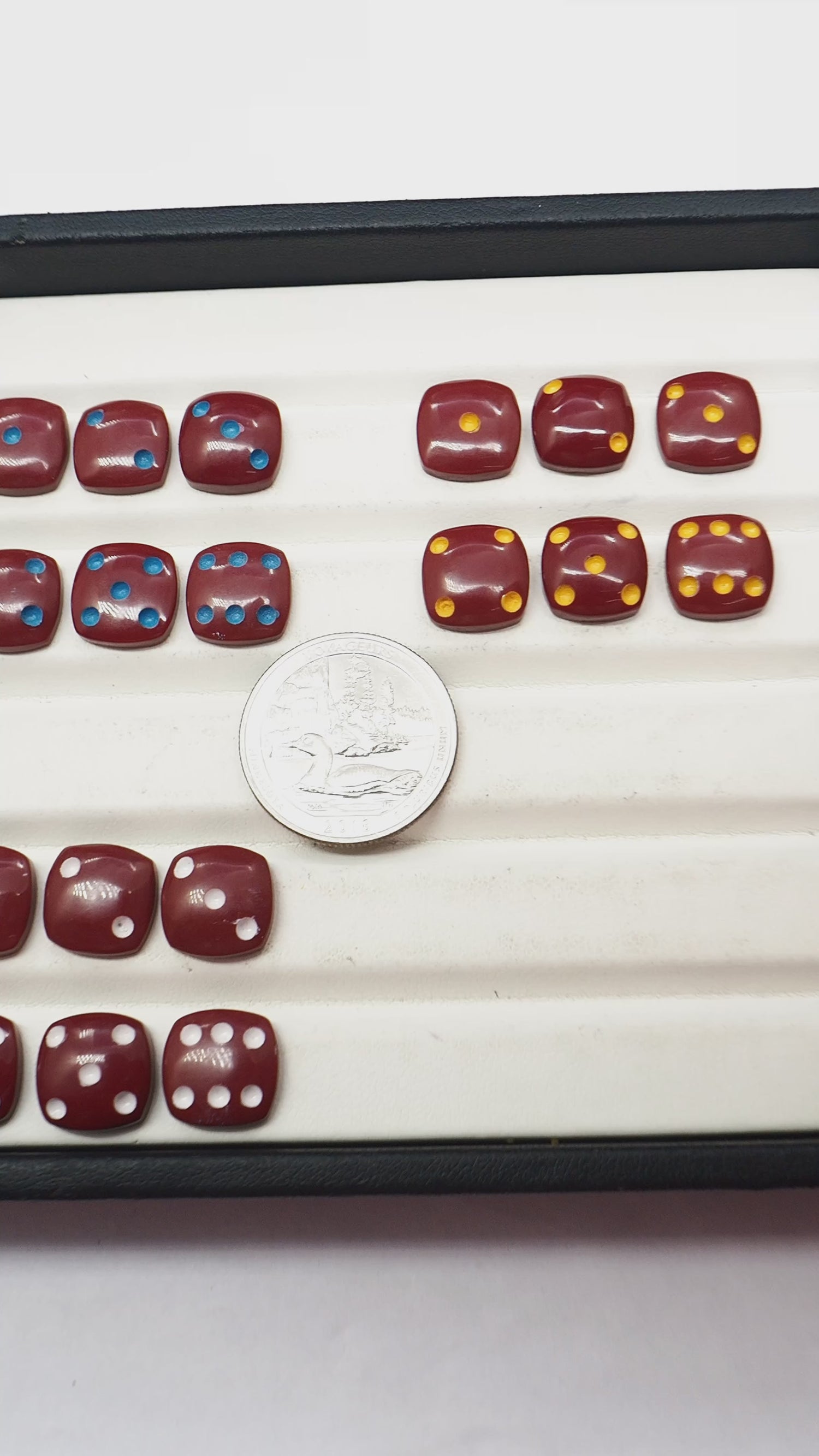 Burgundy Billiard Ball Dice Cabochon Set 6 Pcs 12mm